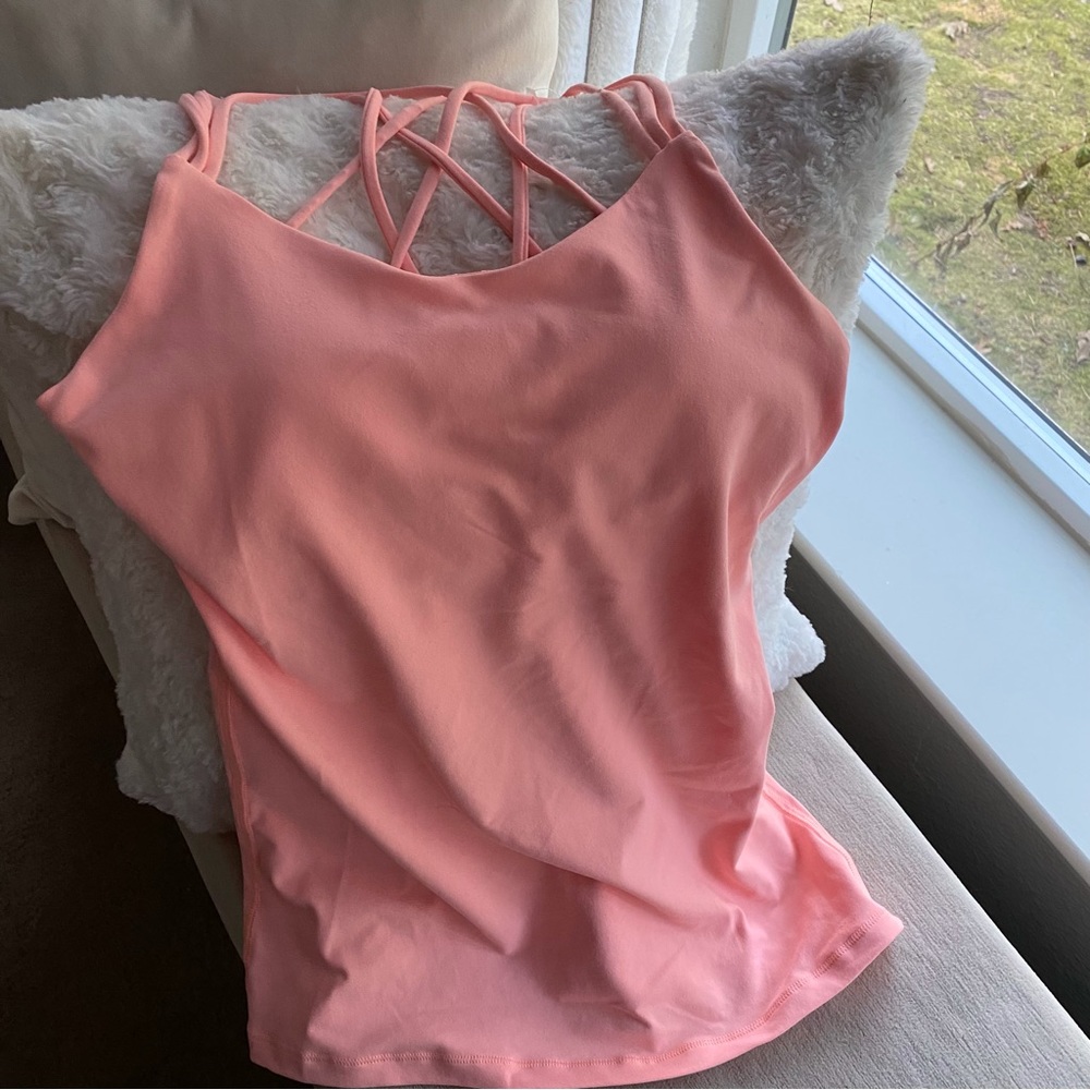 Woman’s Strappy Back Built In Shelf Bra Tank Yoga Workout Cami Sz 2-4